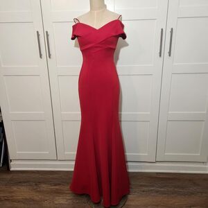 Morgan & Co Women's Red Maxi Formal Trumpet Dress Size 1